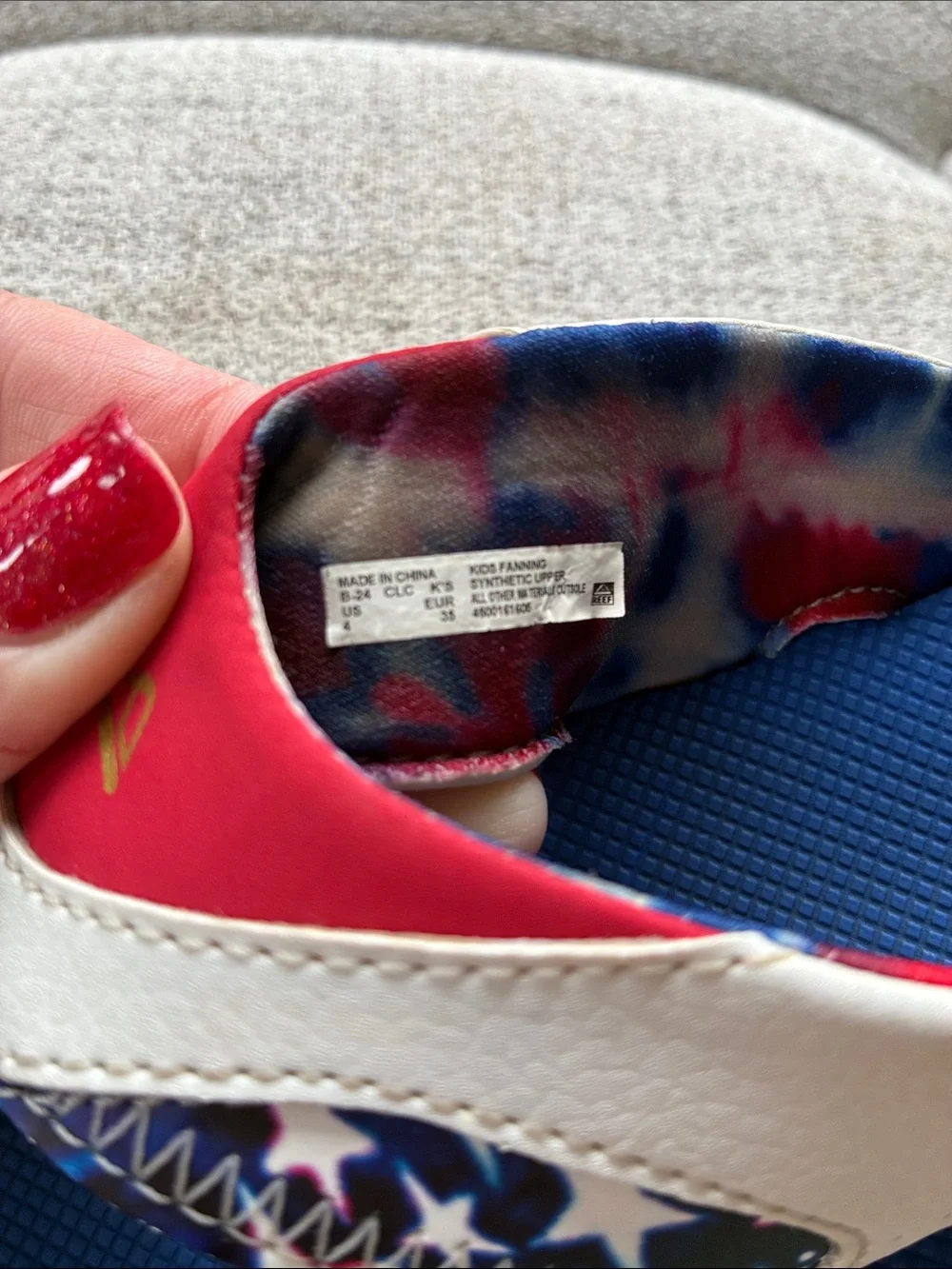 Reef Blue Navy Flip Flops with Red and White Accents